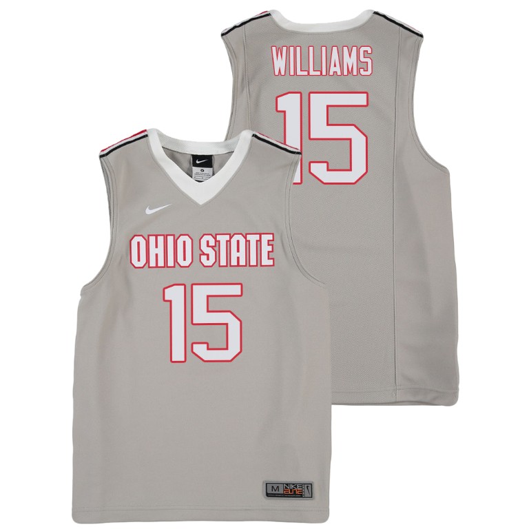 youth ohio state buckeyes kam williams gray replica college basketball jersey