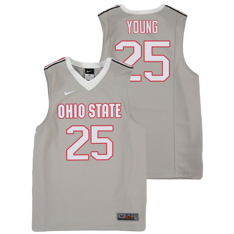 youth ohio state buckeyes kyle young gray replica college basketball jersey