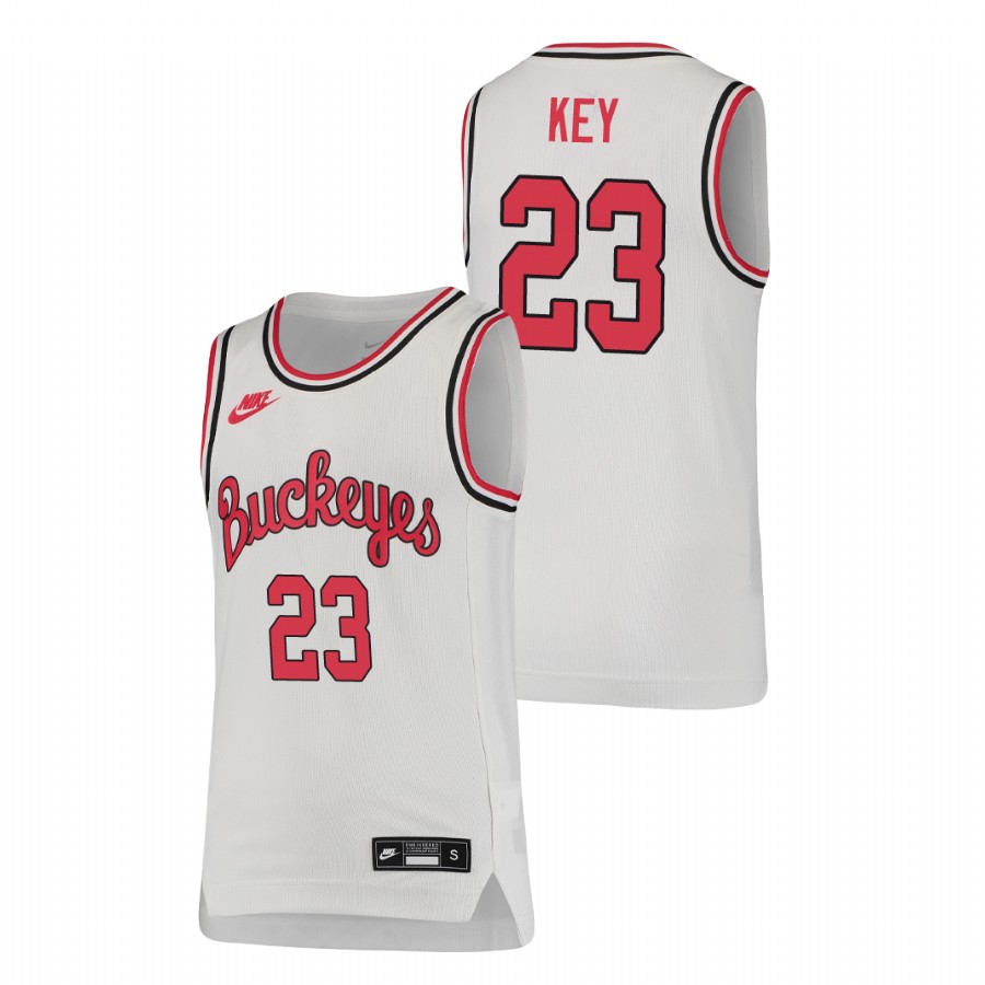 youth ohio state buckeyes zed key basketball throwback white jersey