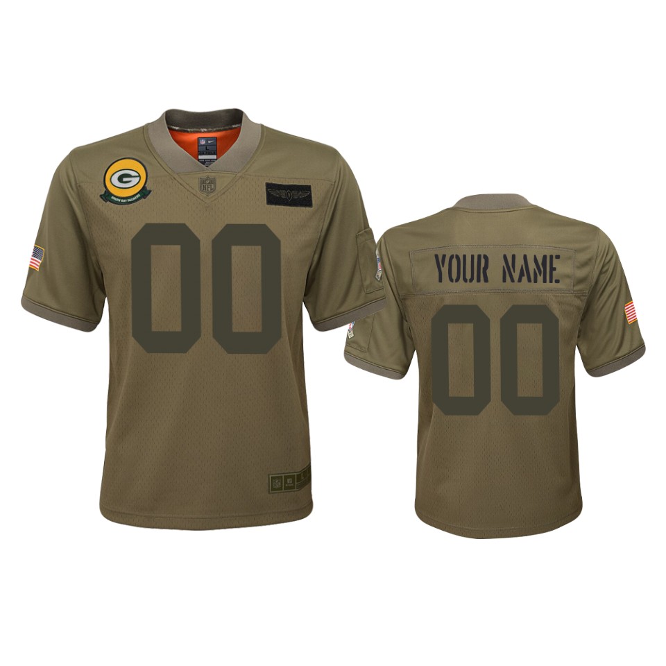 youth packers custom camo game 2019 salute to service jersey