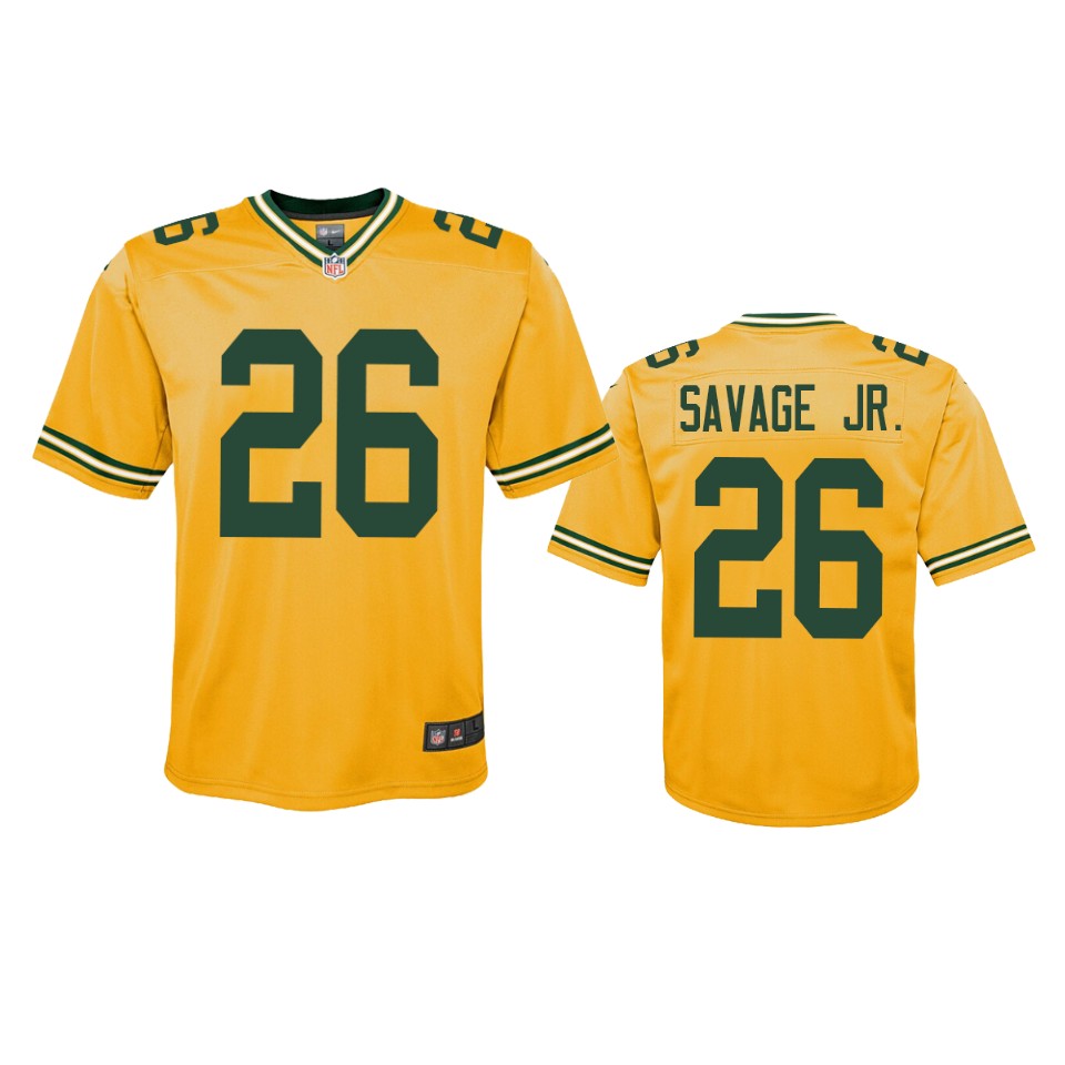 youth packers darnell savage jr. gold inverted game jersey