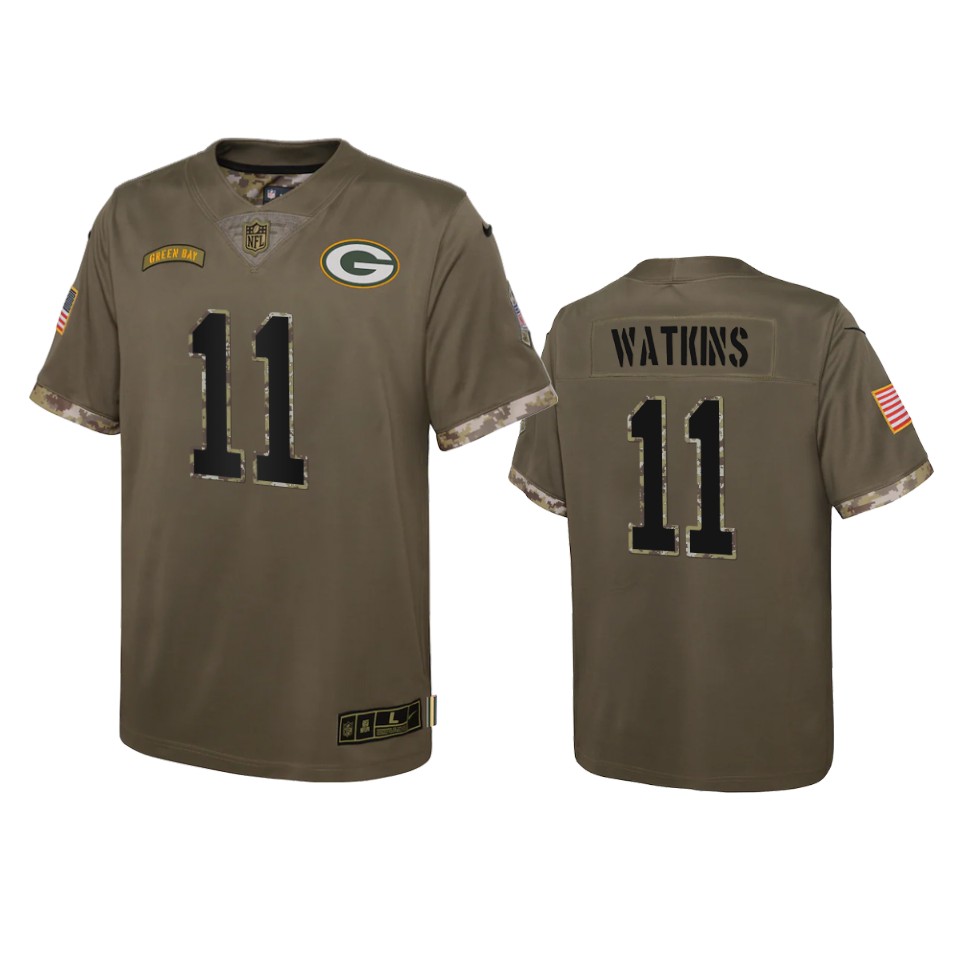 youth packers sammy watkins olive limited 2022 salute to service jersey
