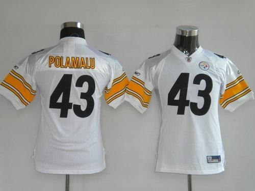 youth pittsburgh steelers 43 troy polamalu super bowl white jerseys