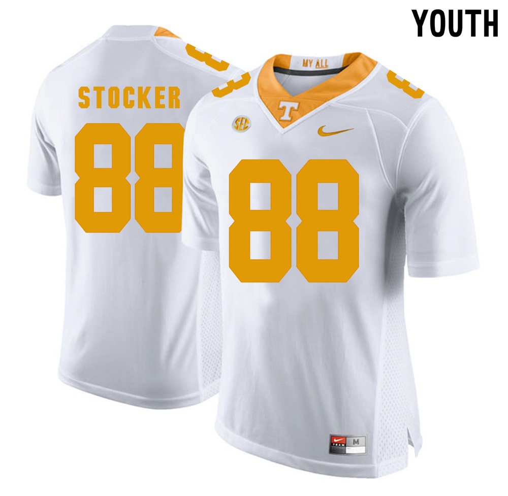 youth tennessee volunteers white luke stocker college football jersey
