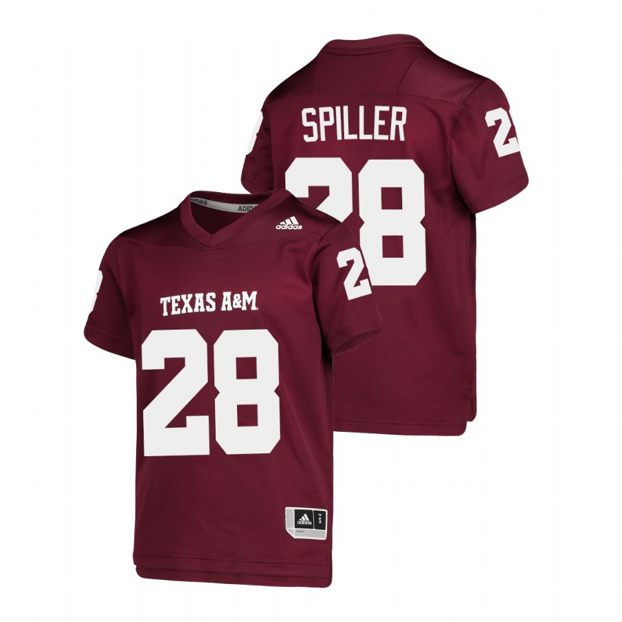 youth texas a&m aggies isaiah spiller replica college football maroon jersey