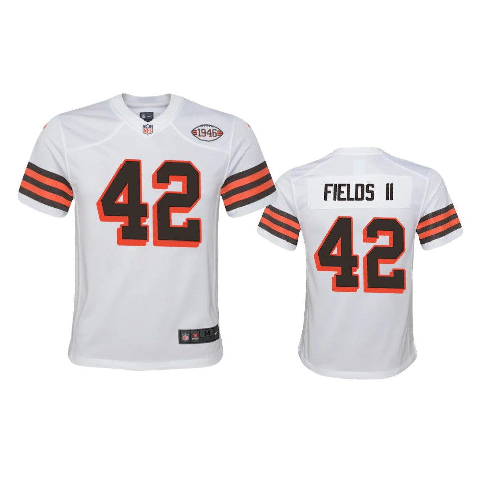 youth tony fields ii browns white 1946 collection alternate game jersey