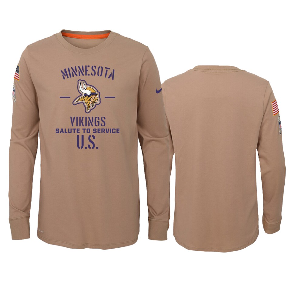 youth vikings khaki performance 2019 salute to service jersey