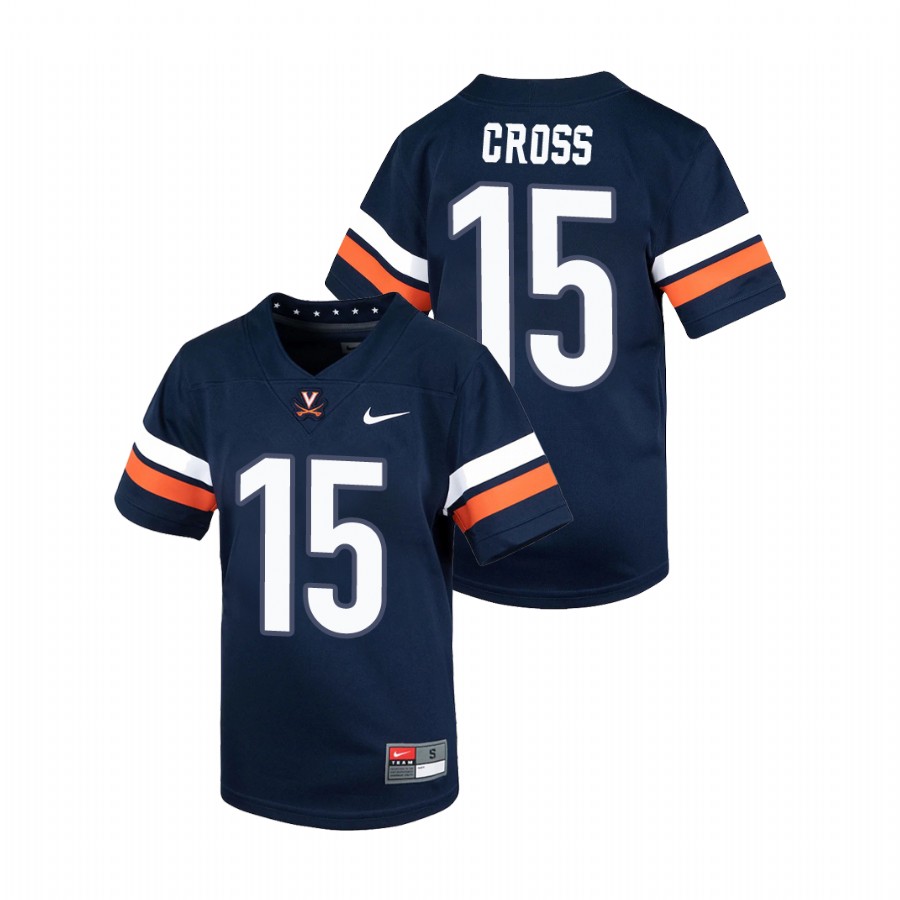 youth virginia cavaliers de'vante cross navy untouchable football jersey