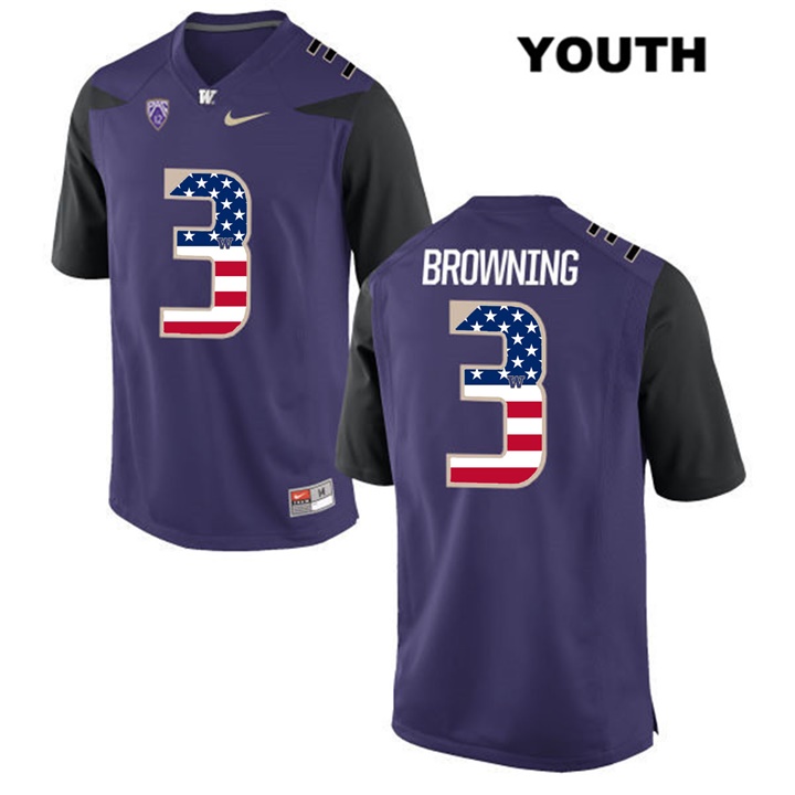 youth washington huskies purple jake browning ncaa football us flag fashion jersey